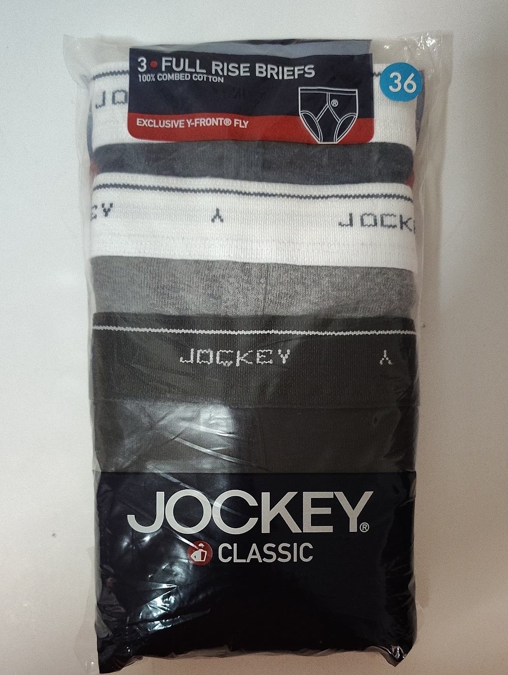Vintage 2004 Jockey C Men’s Full Rise Briefs In Assorted Colors -3 Pack -Size 36